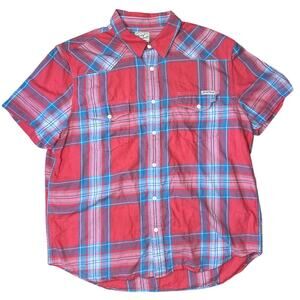 Lucky Brand Shirt‎ Men XL Red Plaid Sportswear Western Button Up Casual Shirt